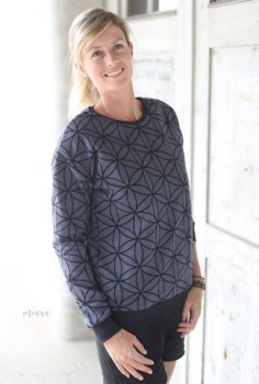 Preview: Bio-Jacquard Baumwolle Blume des Lebens schwarz (GOTS) - Stoffonkel | Meterware